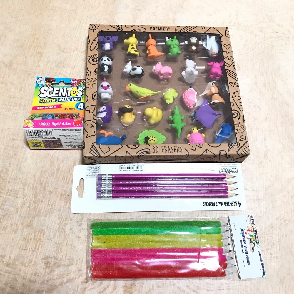Back To School Erasers Scented Pencil & Washi Tape